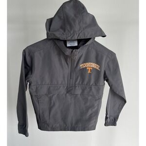 Tennessee Volunteers Pullover Hooded Windbreaker Jacket Gray Boys Sz XS 4-5 VOLS